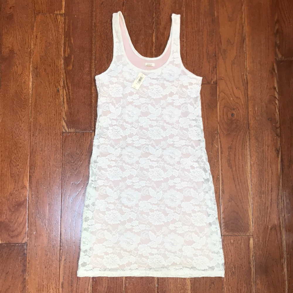 NWT Aerie Lace Cream and Blush Bodycon Dress